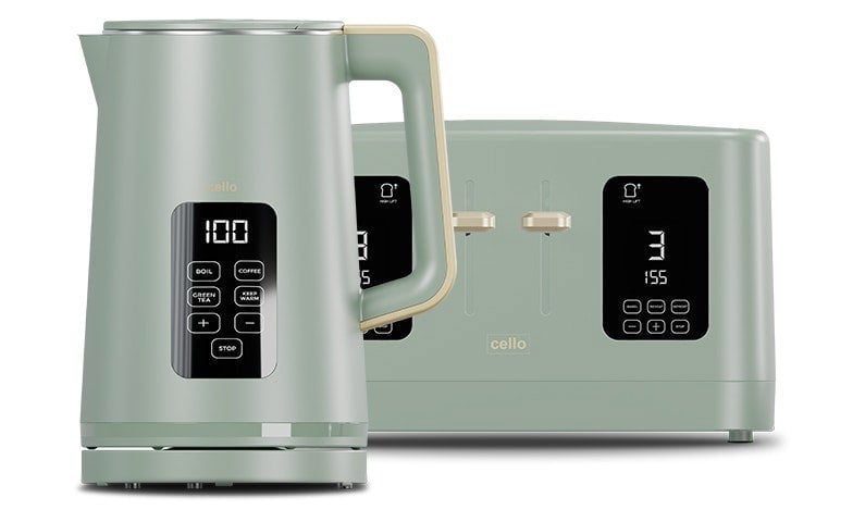 Cello Breakfast Bundle - Digital Kettle and 4 Slice Toaster