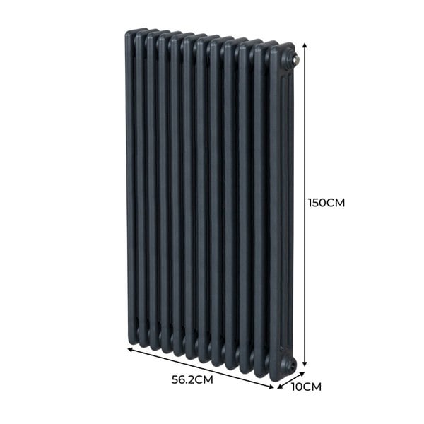 Monstershop Traditional 3 Column Radiator - 1500 x 562mm - Anthracite Grey