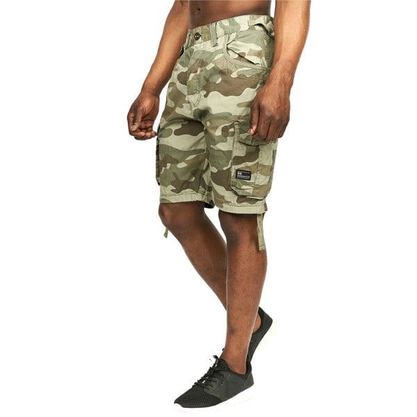 Crosshatch Mens Jimster Camo Cargo Shorts - Olive