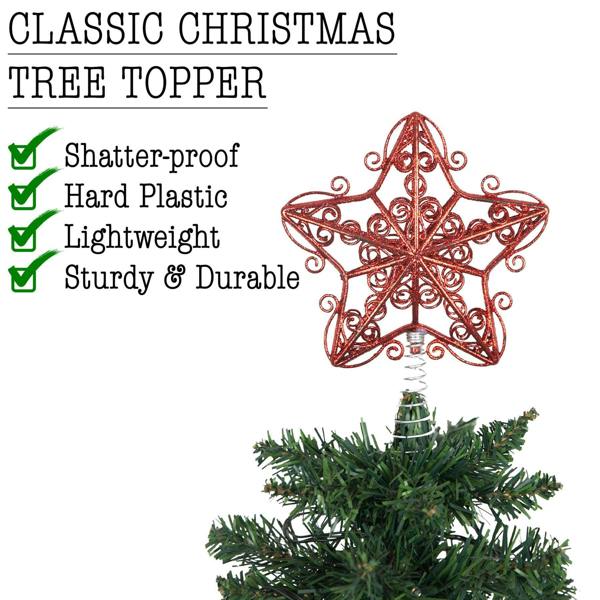 14.5cm Glitter Star Christmas Tree Topper in Assorted Colours for Festive Displays image 8