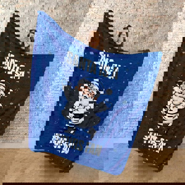 BritishmadeGifts Santa is a Spurs Football Fan - Luxury Fleece Blanket 150cm X 150cm