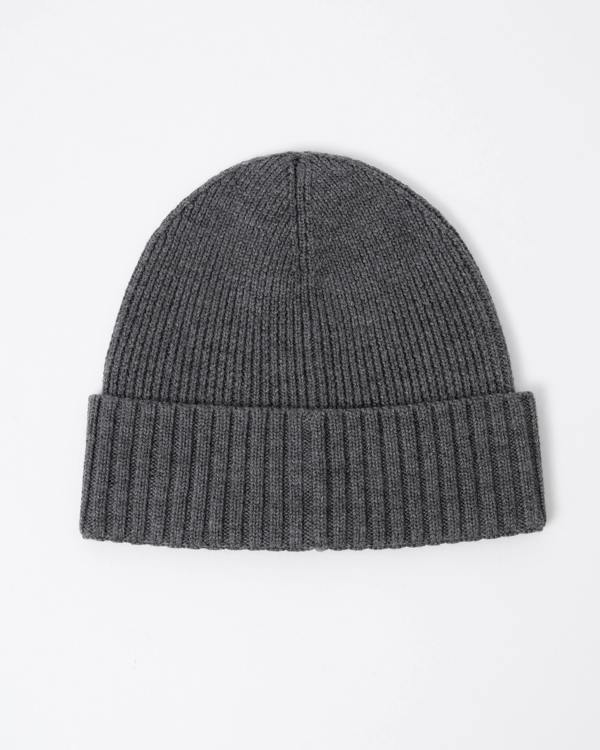back of a BOSS Orange Flavio Mens Beanie in Medium Grey 030 