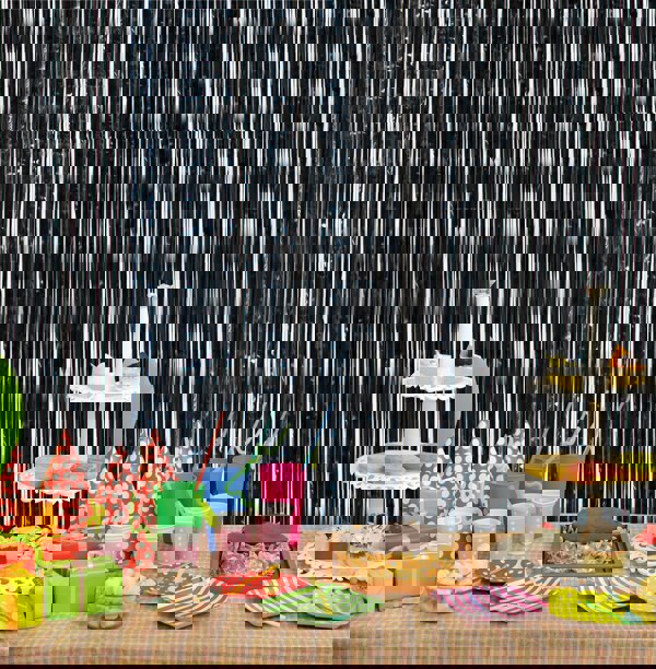 Cheetah Metallic Tinsel Curtain, 3M x 1M Black