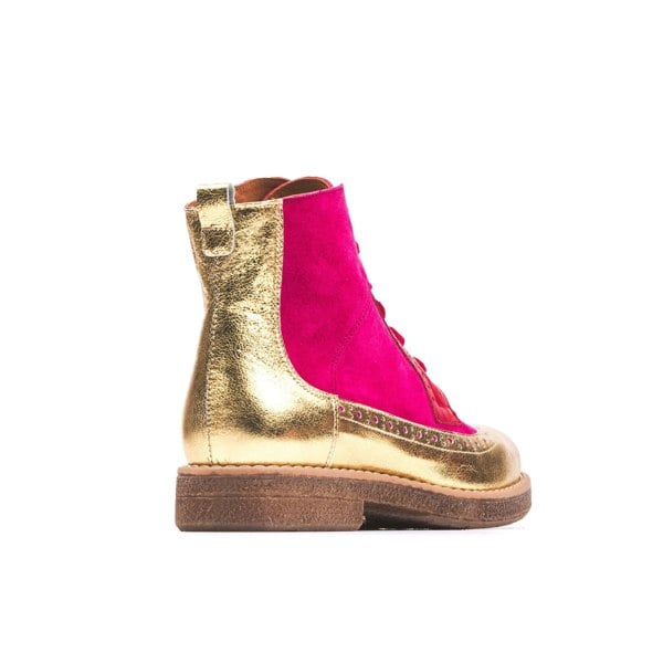 Embassy London Hatter - Ultra Glam - Women's higher ankle boot in red, pink and golden leather