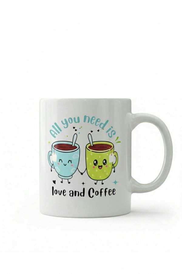 Dyzi All You Need Is Love And Coffee Printed Mug Valentine’s Day Gift