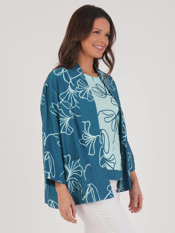 VIZ-A-VIZ Floral Print Lightweight Jacket