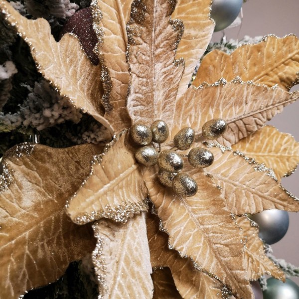 Samuel Alexander 68cm Champagne Gold Velvet Poinsettia Stem Christmas Decoration