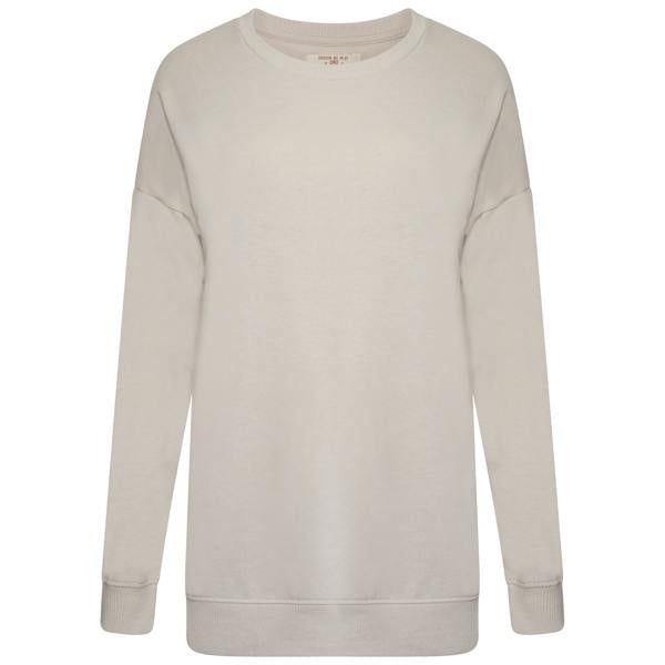 Smart Living Ladies Longline Crewneck Sweatshirt - Stone