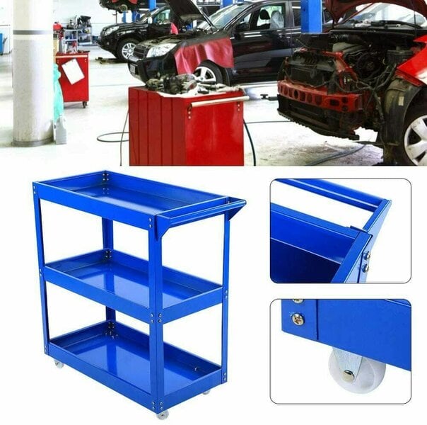 HYGRAD BUILT TO SURVIVE Heavy Duty Workshop Garage DIY Tool Storage Trolley Wheel Cart Tray 3 Tier/Shelf