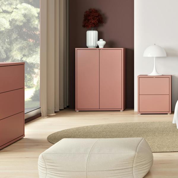 Furniture To Go Alice Springs Shoe Cabinet with 2 Doors Push-to-Open in Terracotta