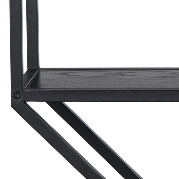 Wyld Haus El Paso Black Metal Octagonal Wall Shelf 4 Black Wooden Shelves