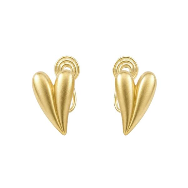 Gold Trip Gold Brushed Heart Clip On Earrings