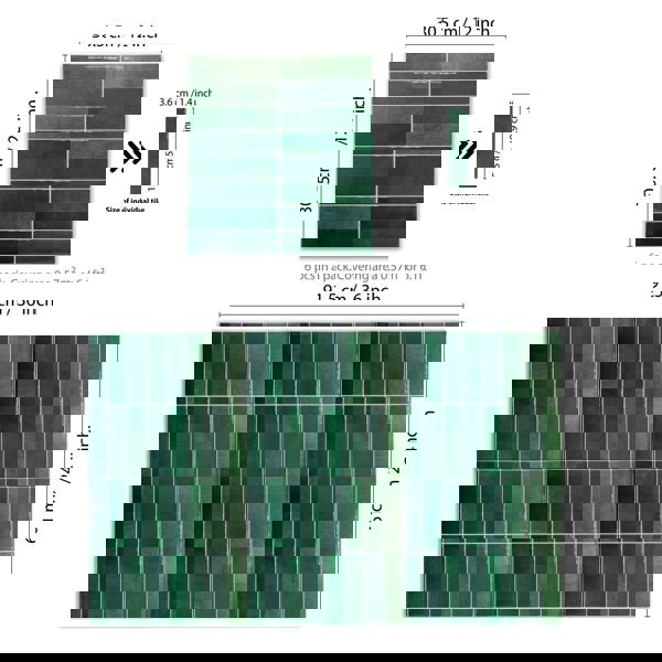 WALPLUS Dark Mose Green Rectangular 3D Sticker Tile 12 x 12 inches / 30.5 x 30.5 cm - 6pcs in a pack