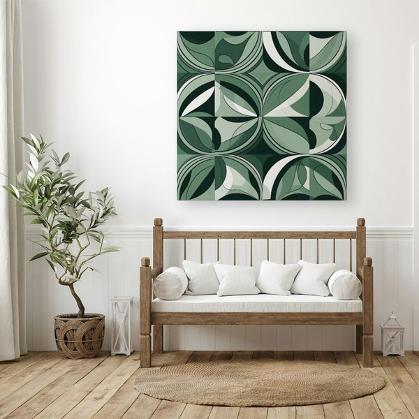 Warren Reed Geometric Green Black Canvas