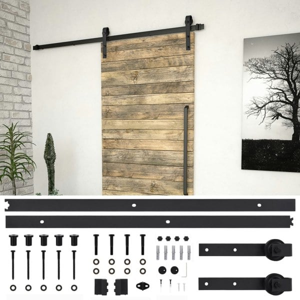 Berkfield Sliding Door SKIEN Hardware Kit 183 cm Steel Black