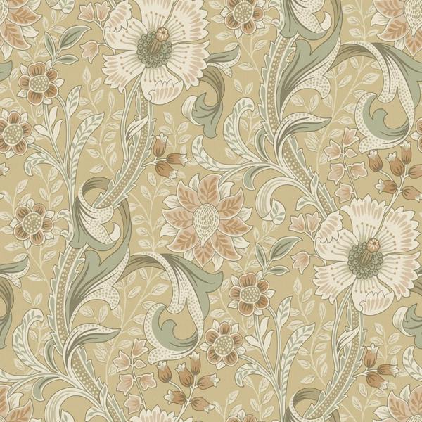Grandeco Boutique Traditional Floral Trail PVC-free Eco Wallpaper, Neutral Yellow