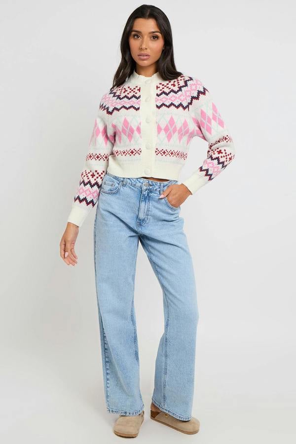 Urban Bliss Fairisle cardigan with covered buttons