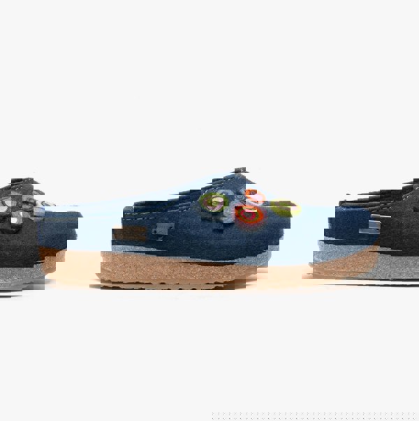 Haflinger KANON Womens Felt Wide Fit Mule Slippers Denim Blue