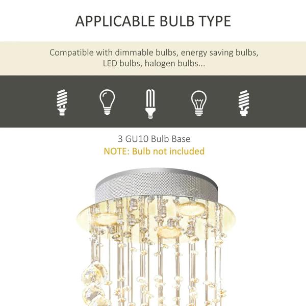 Chrome ceiling mount crystal chandelier with hanging glass bead strands