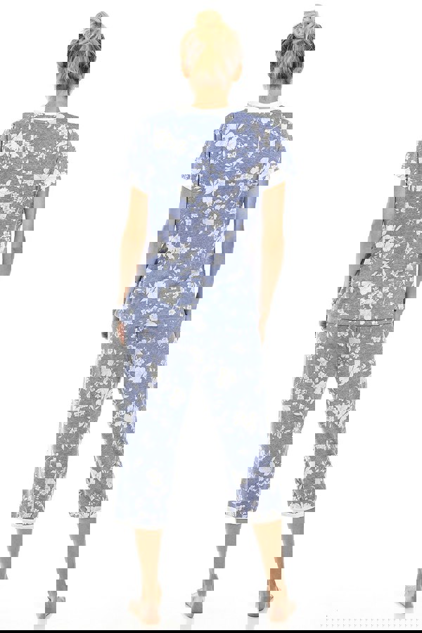 Camille Blue Lightweight Floral Capri Pyjama Set