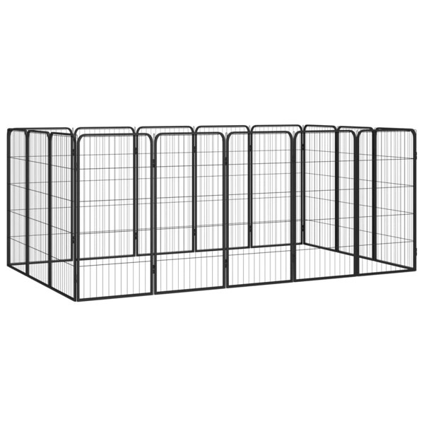 Berkfield 16-Panel Dog Playpen Black 50x100 cm Powder-coated Steel