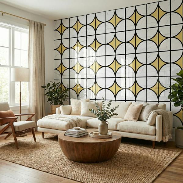 Britwall Decorative Acoustic Wall Panel PET + MDF Pack of 4 – Modern Grid Glass Design