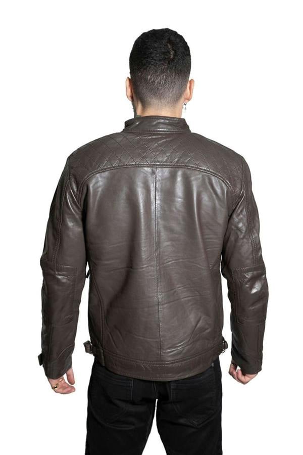 Infinity Leather Men's Vintage Leather Quilted Biker Jacket-Monaco