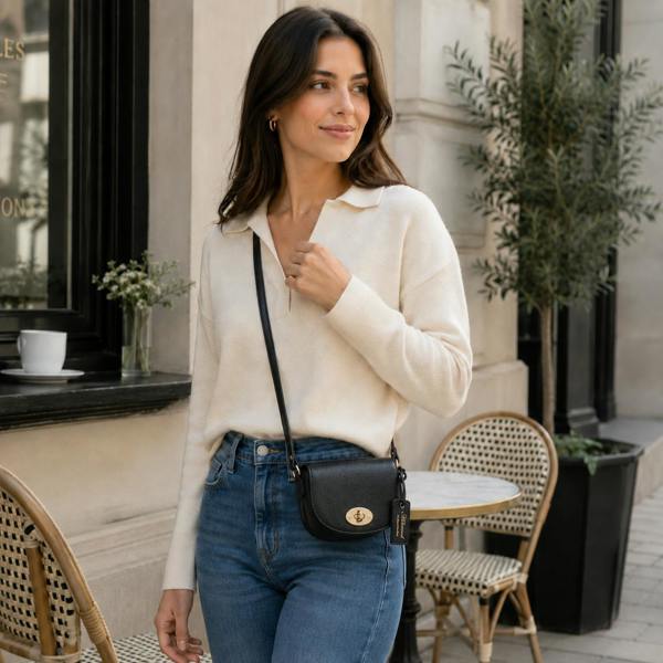 Ashwood 'Borsa della Moda' Real Leather Saddle Crossbody Bag: 63753