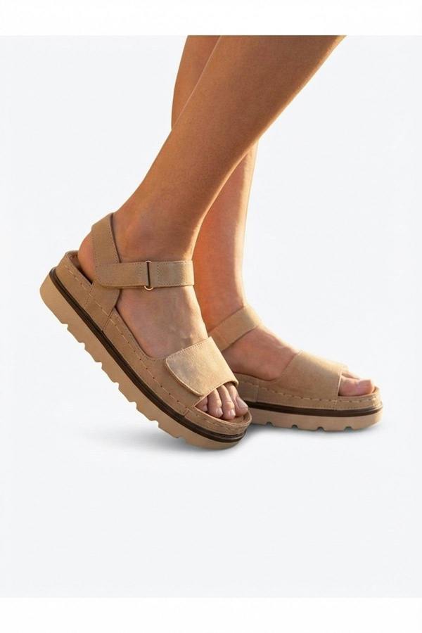 Violet Suede Platform Sandals - Beige_wb