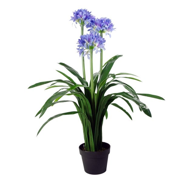 Leaf 90cm Blue Flower Artificial Blossom Plant Agapanthus with pot