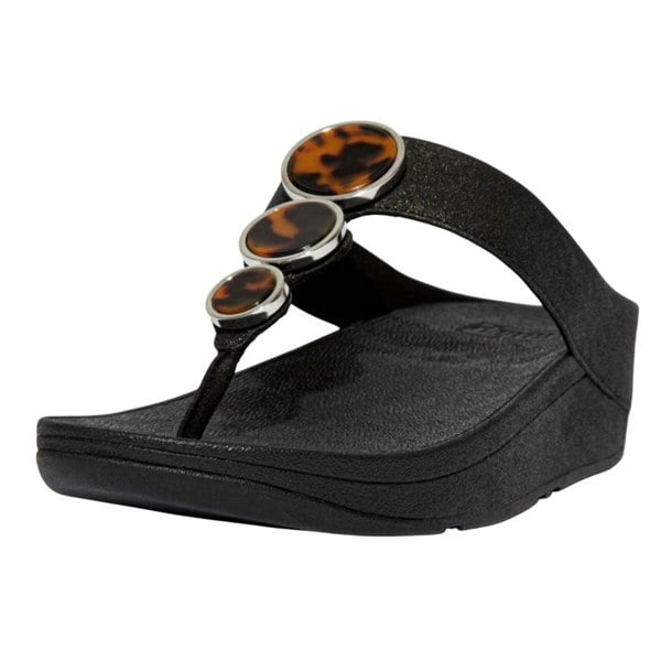 Fit Flop Women's Halo Shimmer Toe Post Sandals - Black