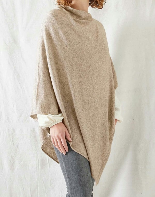 Women's Luxury Merino Wool Cowl Poncho – Oat - British Boxers