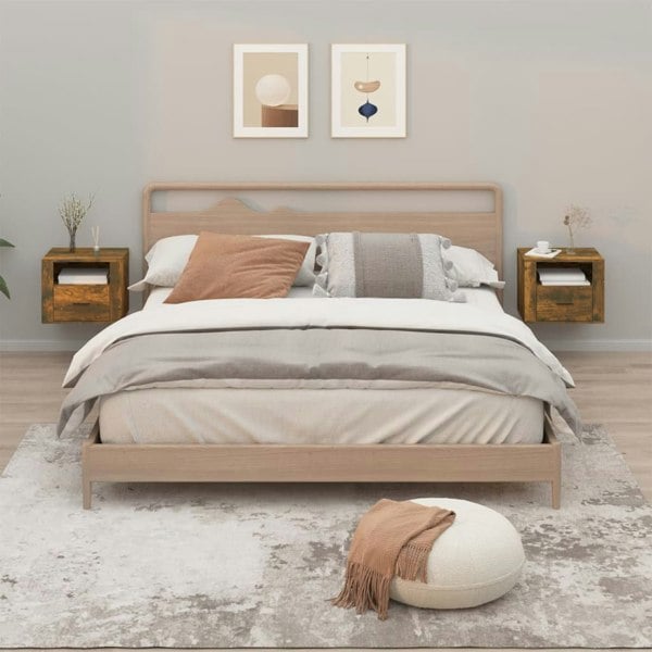 Berkfield Wall-mounted Bedside Cabinets 2 pcs Smoked Oak 50x36x40 cm