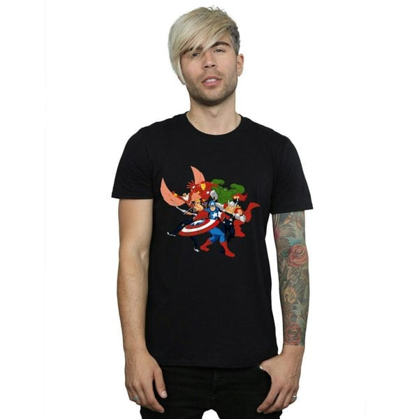 Marvel Mens Avengers Assemble Comic Team T-Shirt - Black