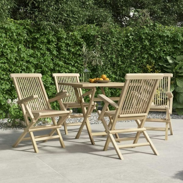 Berkfield Folding Garden Chairs 4 pcs Grey 56x61x89 cm Solid Wood Teak