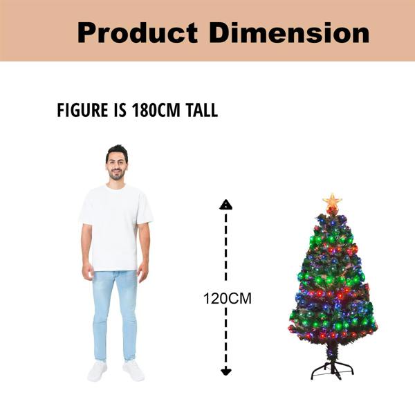 4ft Pre-Lit Fibre Optic Christmas Tree, Green PVC, 8 Light Modes, Indoor Seasonal Decoration image 8