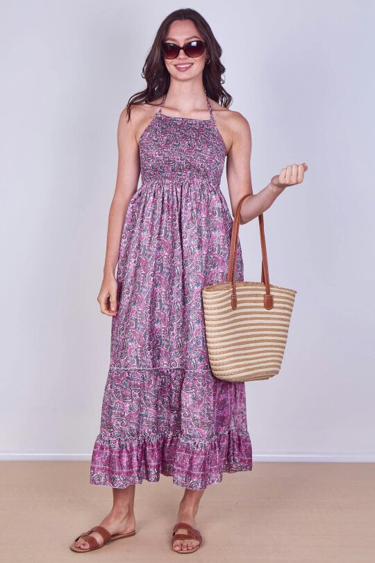 Boho Paisley Halterneck Maxi Dress