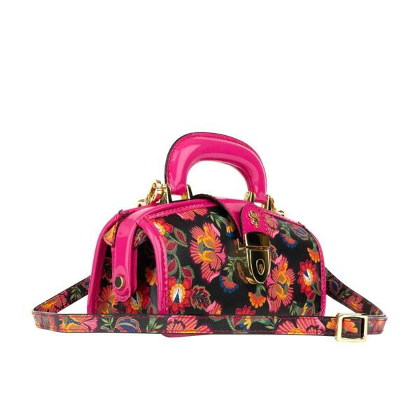Embassy London Gazelle Mini - Red Flowers - Women’s mini patent leather top handle & crossbody bag