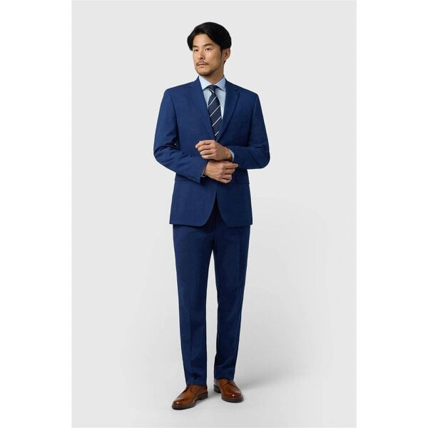 Limehaus Regular Fit Blue Stretch Trousers