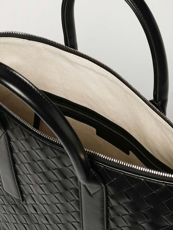 Shoulder Bag with Intrecciato Detail and Adjustable Strap