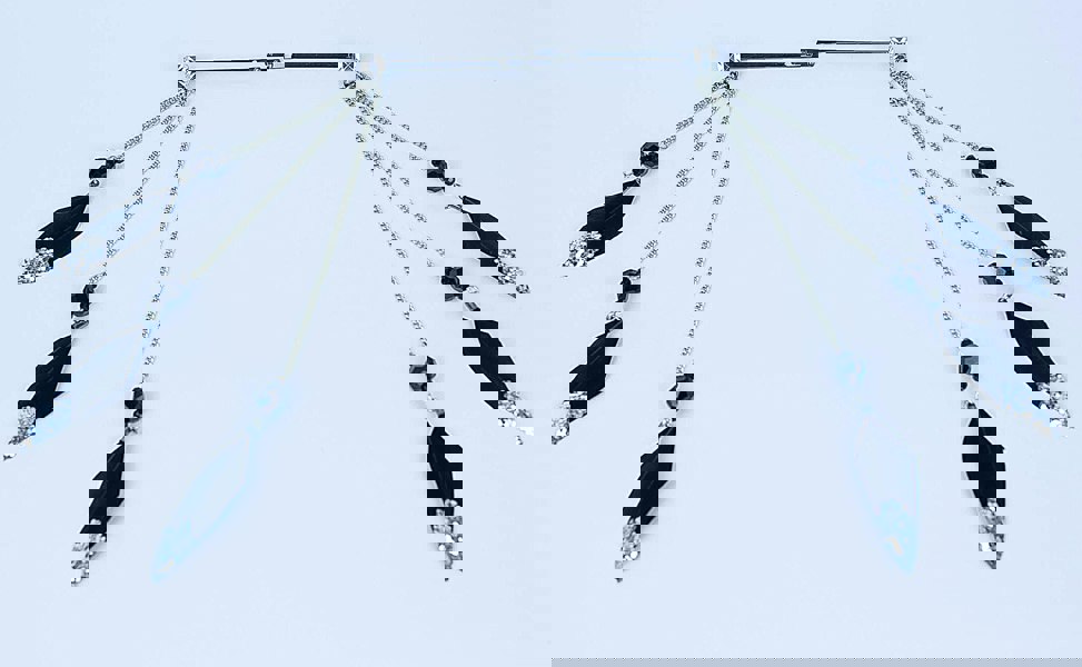 feather hair clips black chain