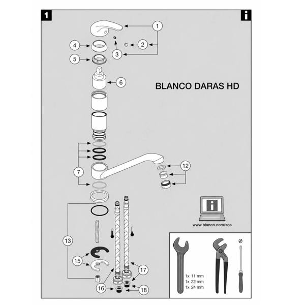 Blanco Daras Polished Chrome Single-Level High Pressure Kitchen Mixer Tap