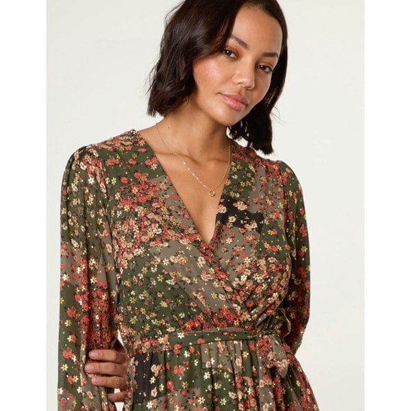 Blue Vanilla Gold Foil Patchwork Mini Dress