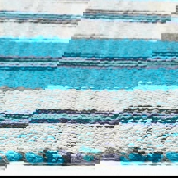 HOMESCAPES Irvine Handwoven Blue Tartan 100% Cotton Rug