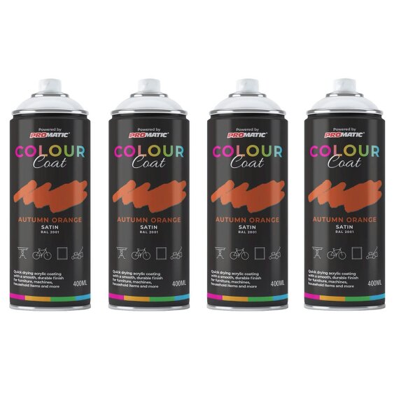 Colour Coat 4X Autumn Orange RAL 2001 Satin Spray Paint 400ml