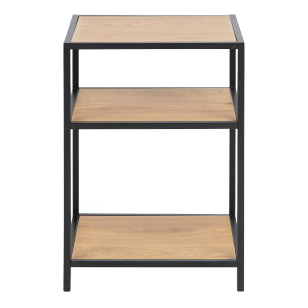 Wyld Haus El Paso Black Metal and Wild Oak Veneer Bedside Table 2 Shelves