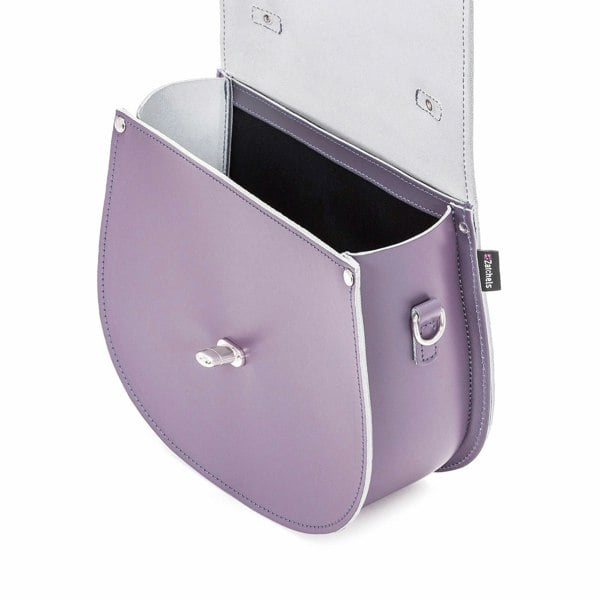 Zatchels Handmade Leather Twist Lock Saddle Bag - Pastel Violet