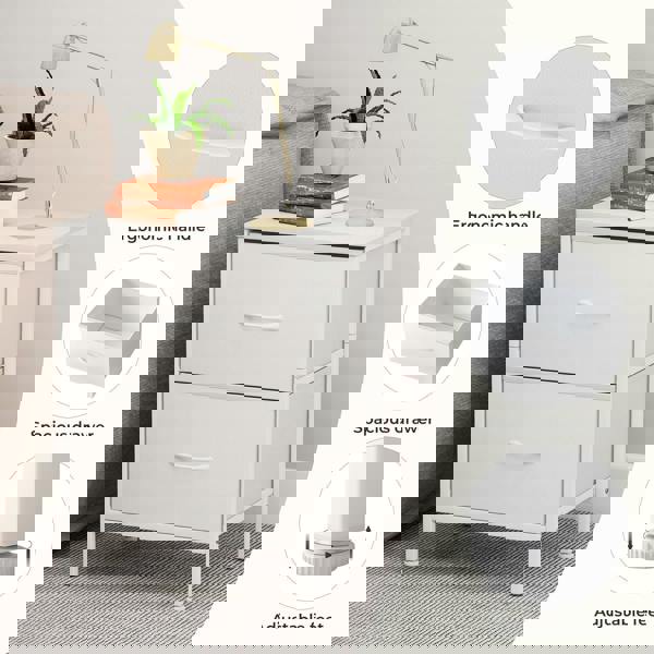 Levede Bedside Table 2 Fabric Drawer Nightstand Shelf Storage Furniture Cabinet