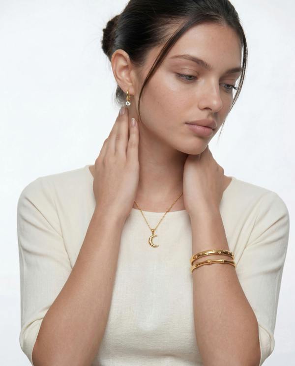 Elk & Bloom 14k Gold Band Bamboo Stackable Bangle