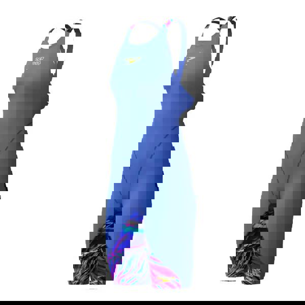 Blue Speedo Girls Fastskin LZR Ignite Kneeskin with colorful abstract design